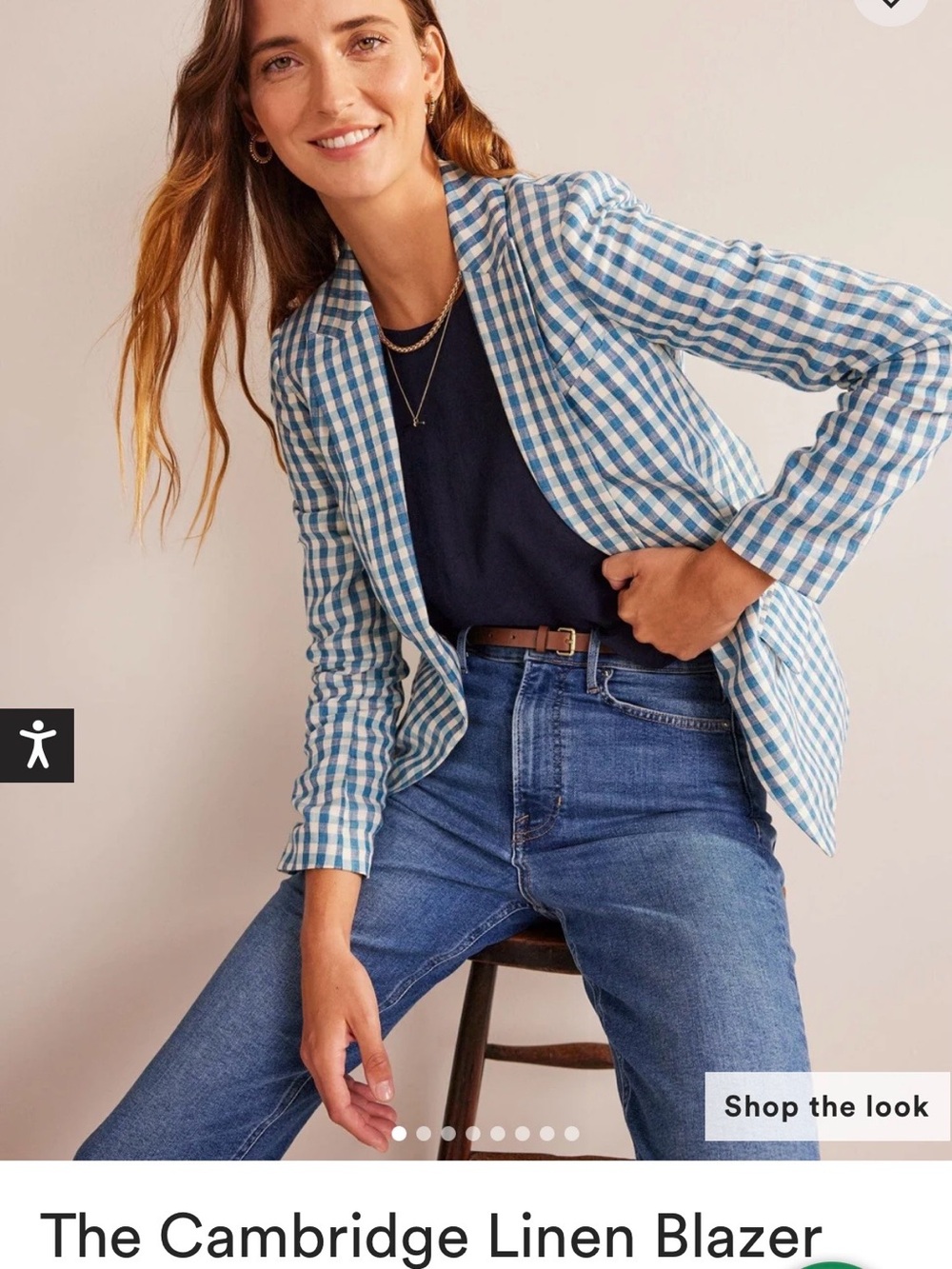 Boden Cambridge Linen Blazer - blue and white